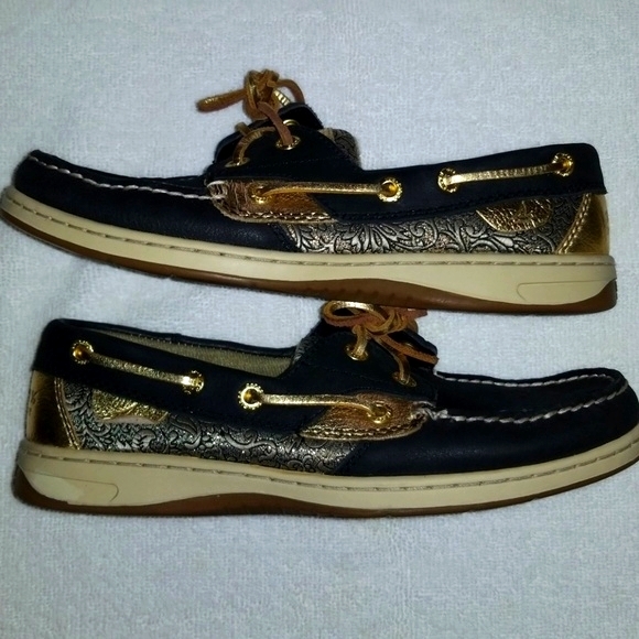 SPERRY TOPSIDERS - BLUEFISH BLACK/GOLD - 7 - Picture 6 of 8